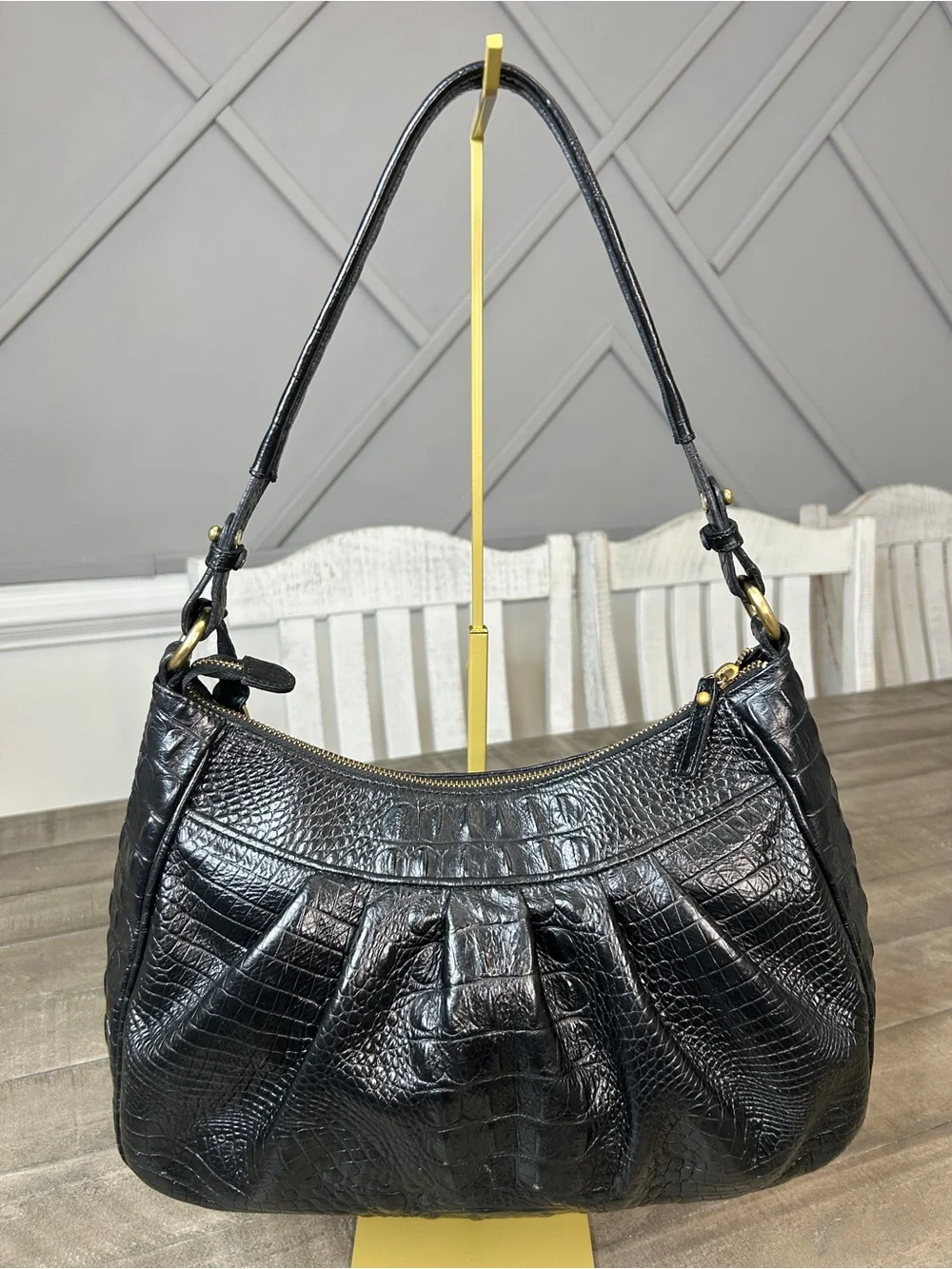 Brahmin black croc